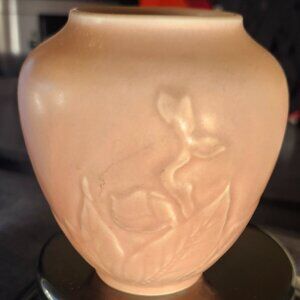 Rookwood Pottery Vase 1935 - 6459 Pink Floral Bird Vintage XXXV - 5"